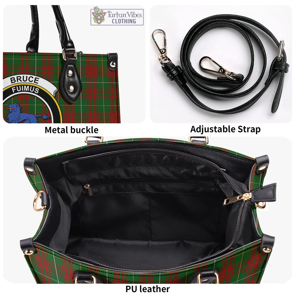 Tartan Vibes Clothing Bruce Hunting Tartan Luxury Leather Handbags with Family Crest