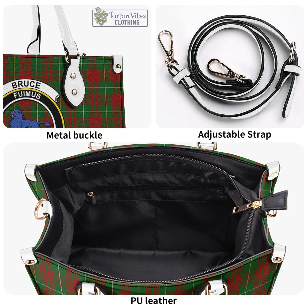 Tartan Vibes Clothing Bruce Hunting Tartan Luxury Leather Handbags with Family Crest