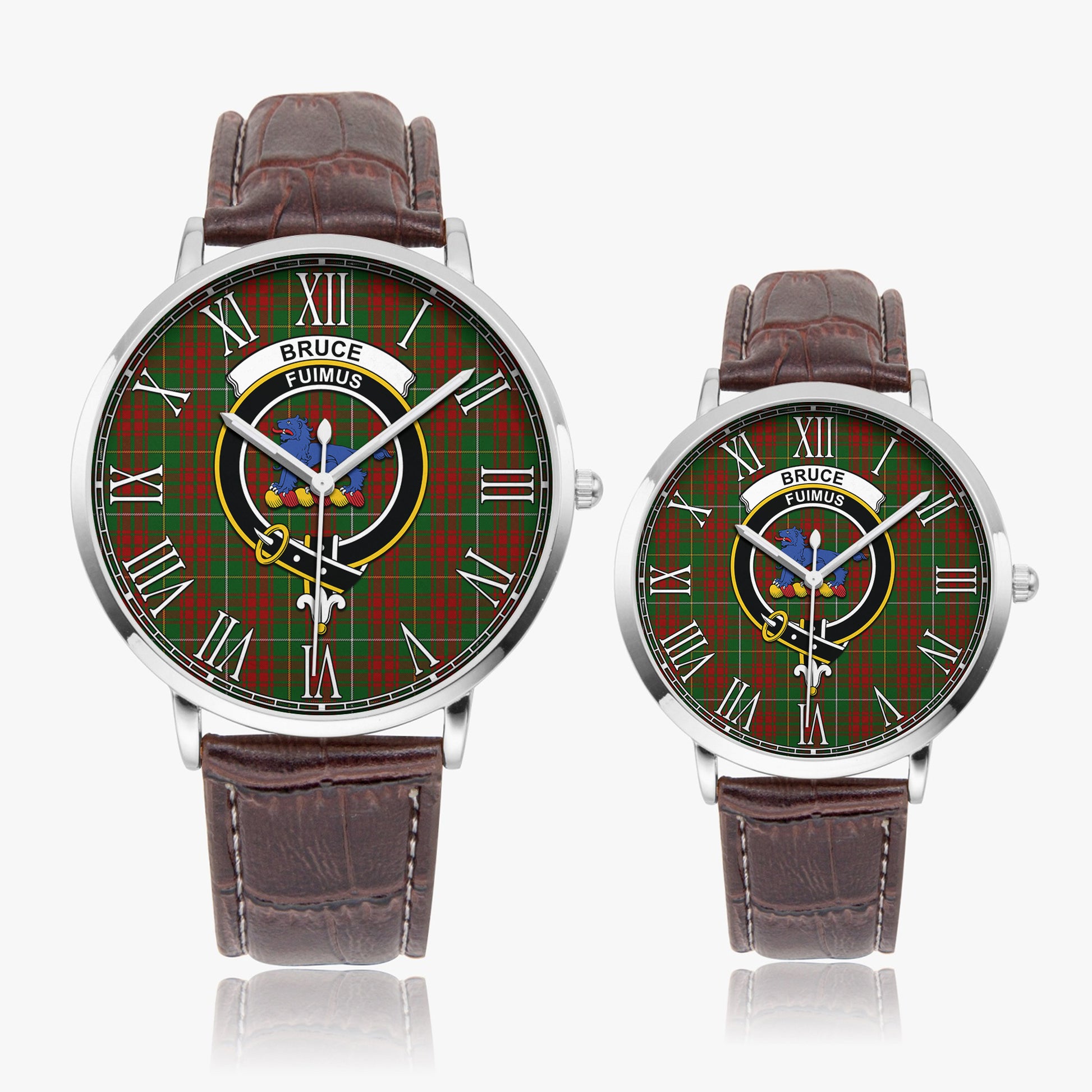 Bruce Hunting Tartan Family Crest Leather Strap Quartz Watch - Tartanvibesclothing