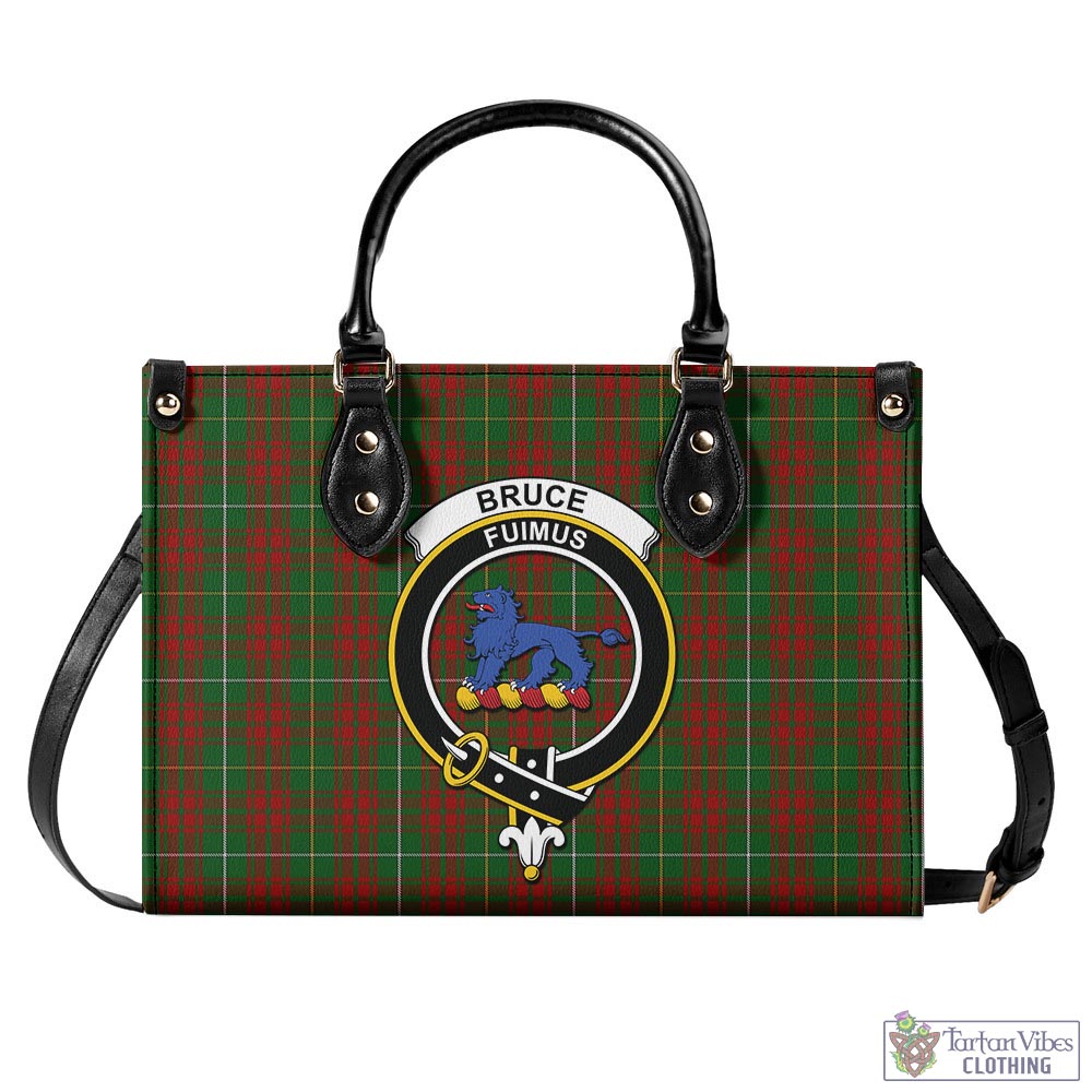 Tartan Vibes Clothing Bruce Hunting Tartan Luxury Leather Handbags with Family Crest