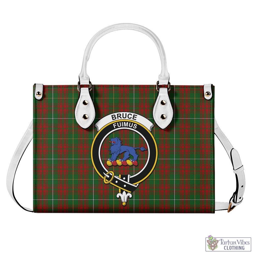 Tartan Vibes Clothing Bruce Hunting Tartan Luxury Leather Handbags with Family Crest