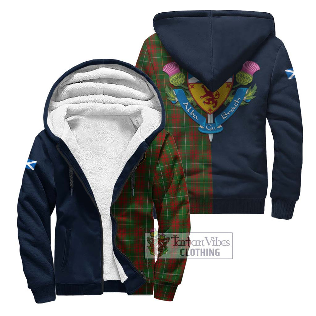 Tartan Vibes Clothing Bruce Hunting Tartan Sherpa Hoodie with Scottish Lion Royal Arm Half Style