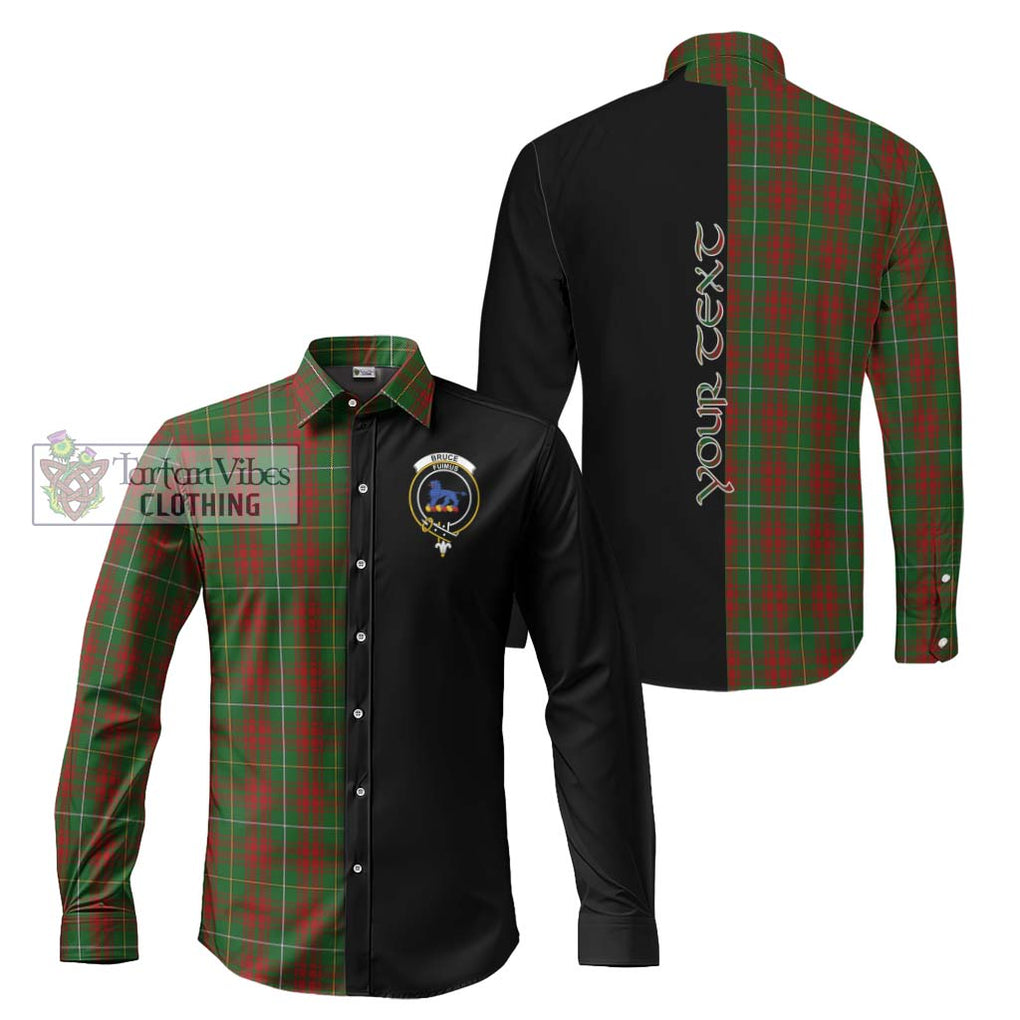 Bruce Hunting Tartan Long Sleeve Button Shirt with Family Crest and Half Of Me Style Men's Shirt S - Tartanvibesclothing Shop