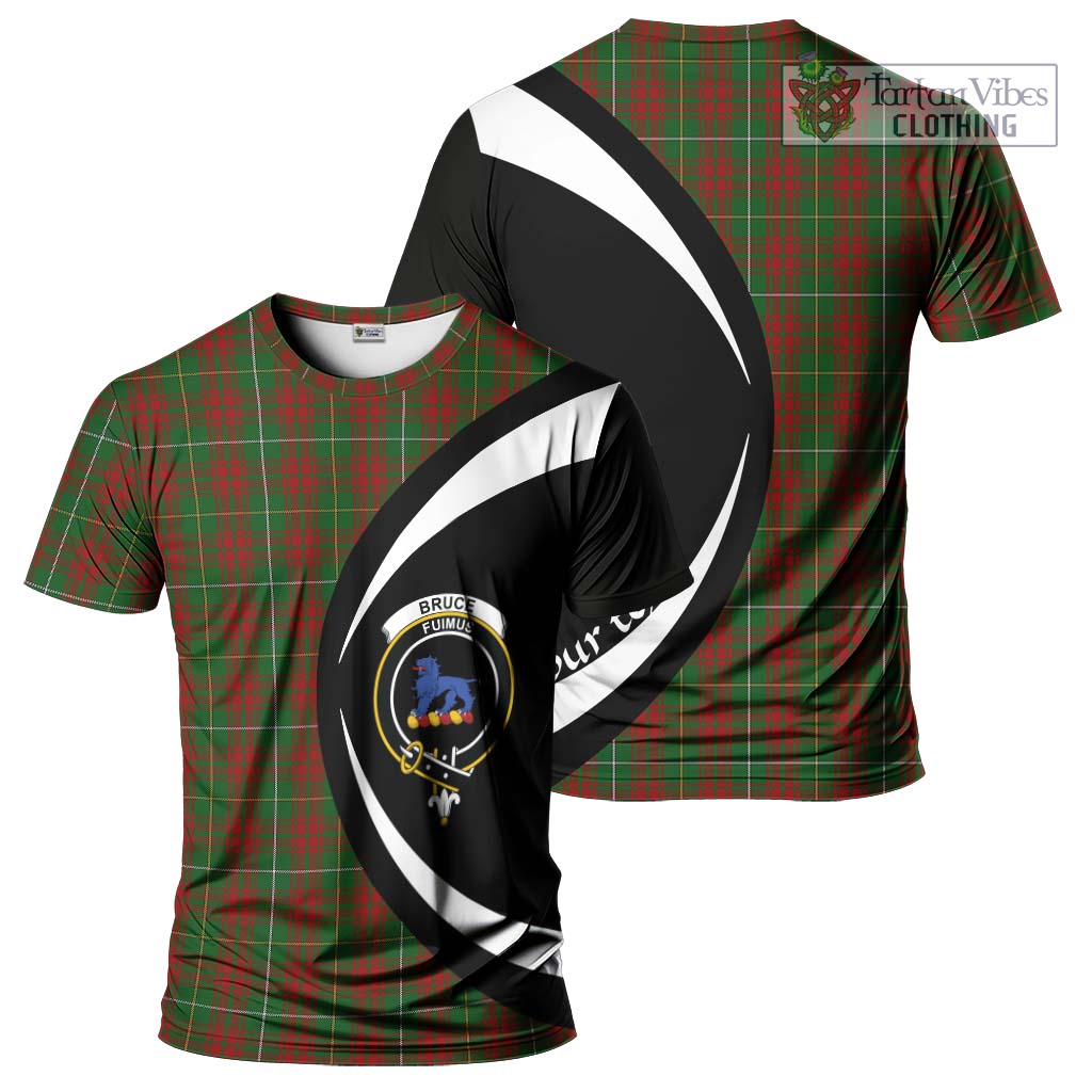 Tartan Vibes Clothing Bruce Hunting Tartan T-Shirt with Family Crest Circle Style