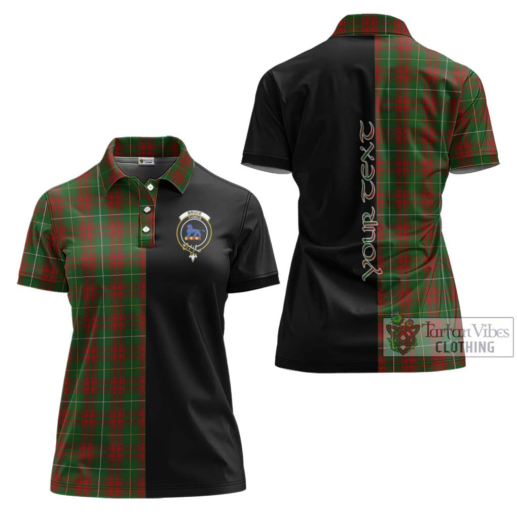 Bruce Hunting Tartan Women's Polo Shirt with Family Crest and Half Of Me Style Women - Tartanvibesclothing Shop