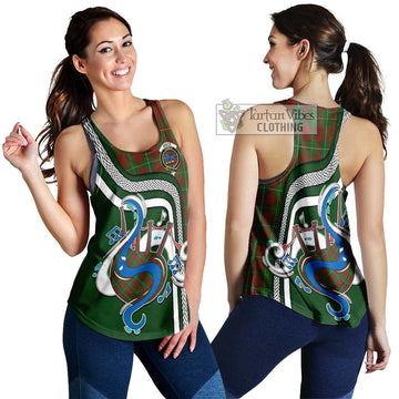 Bruce Hunting Tartan Women's Racerback Tanks with Epic Bagpipe Style