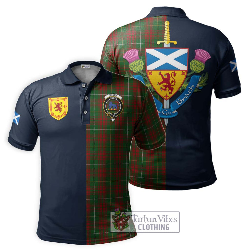 Tartan Vibes Clothing Bruce Hunting Tartan Polo Shirt with Scottish Lion Royal Arm Half Style