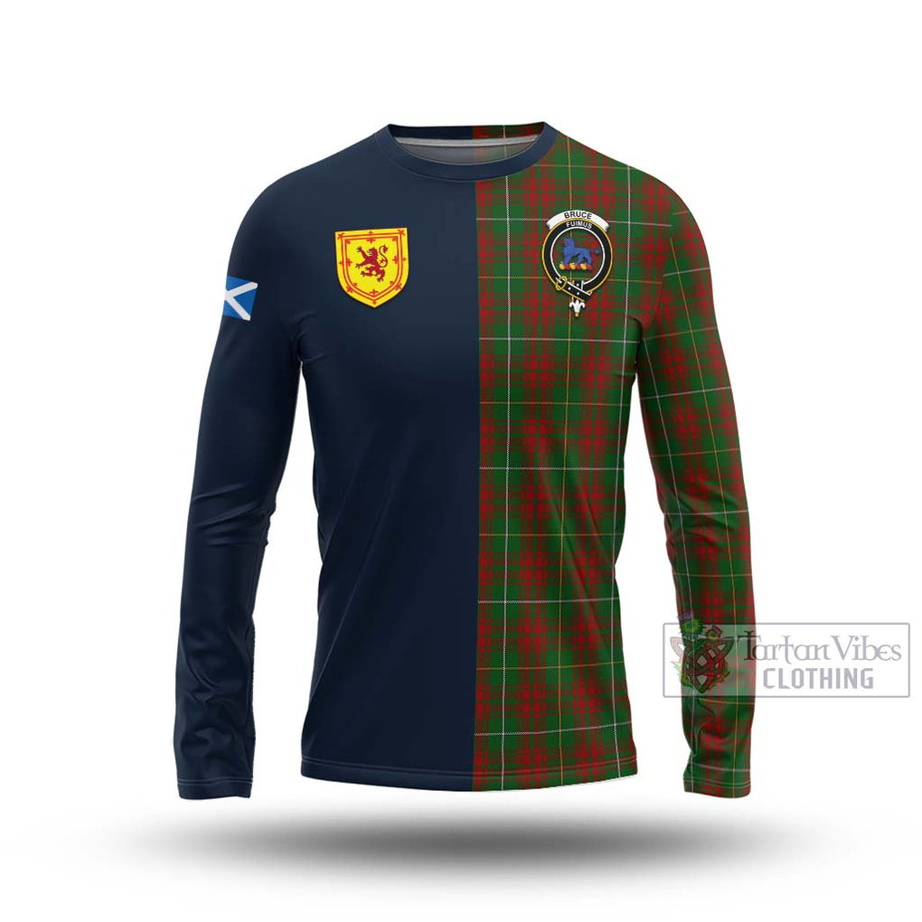 Tartan Vibes Clothing Bruce Hunting Tartan Long Sleeve T-Shirt with Scottish Lion Royal Arm Half Style