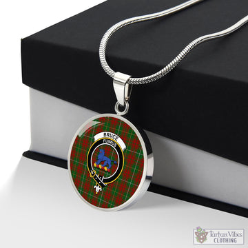 Bruce Hunting Tartan Circle Necklace with Family Crest