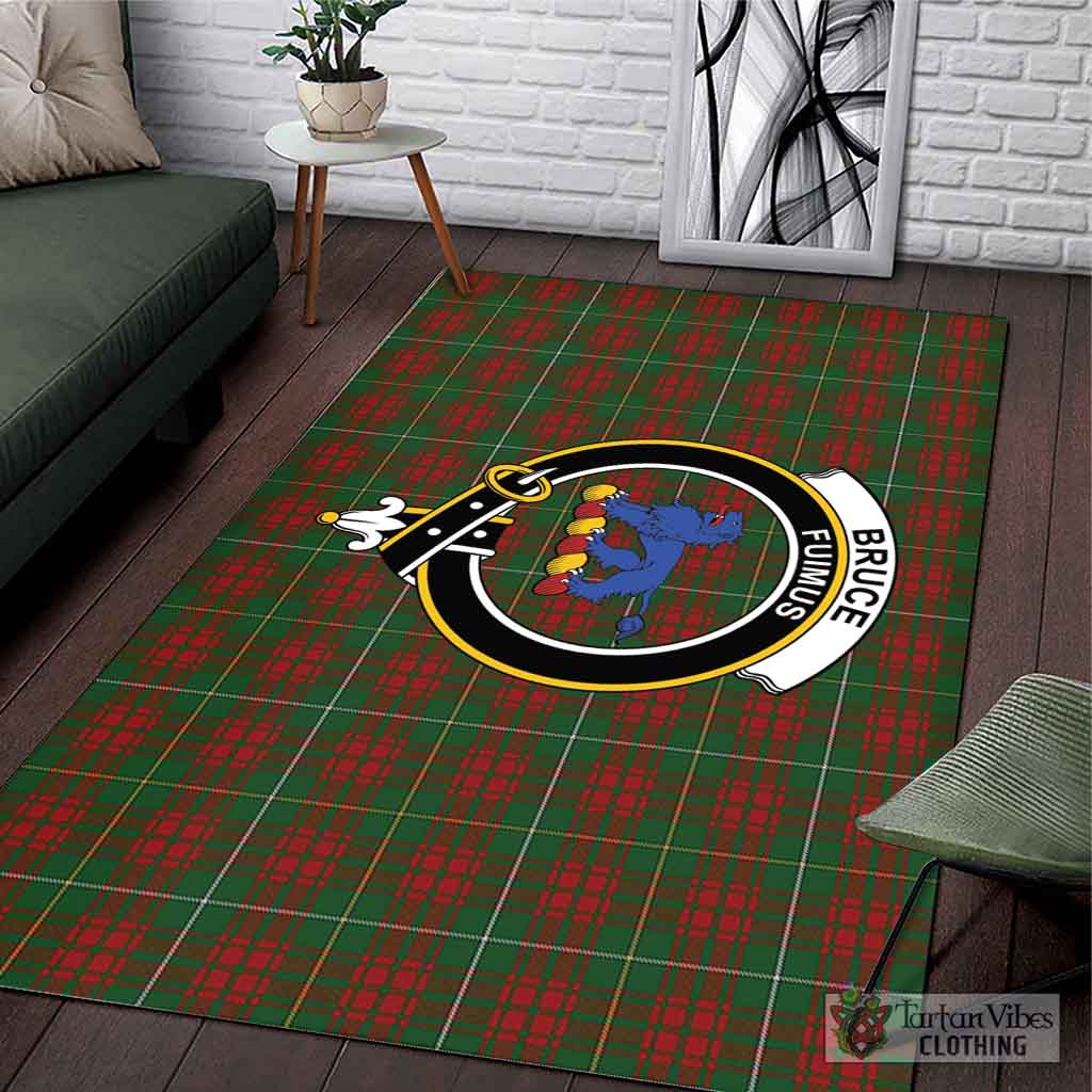 Tartan Vibes Clothing Bruce Hunting Tartan Area Rug with Family Crest