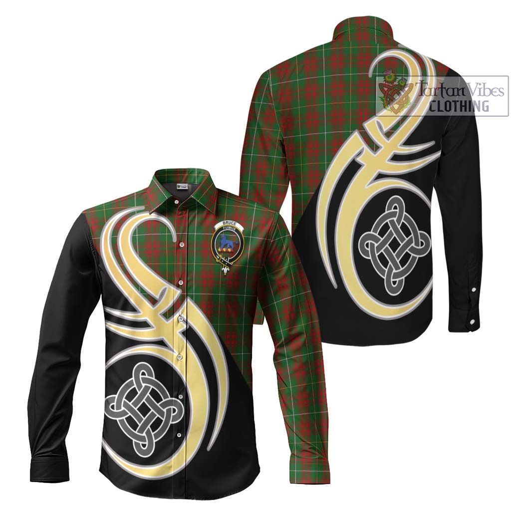 Bruce Hunting Tartan Long Sleeve Button Shirt with Family Crest and Celtic Symbol Style Men's Shirt S - Tartan Vibes Clothing