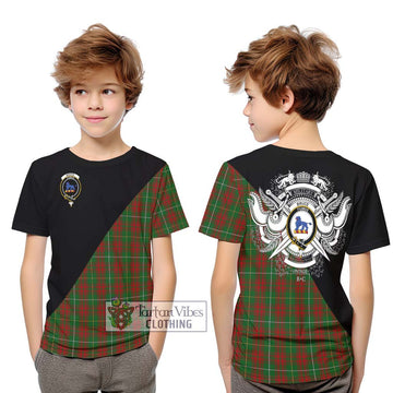 Bruce Hunting Tartan Kid T-Shirt with Family Crest and Military Logo Style