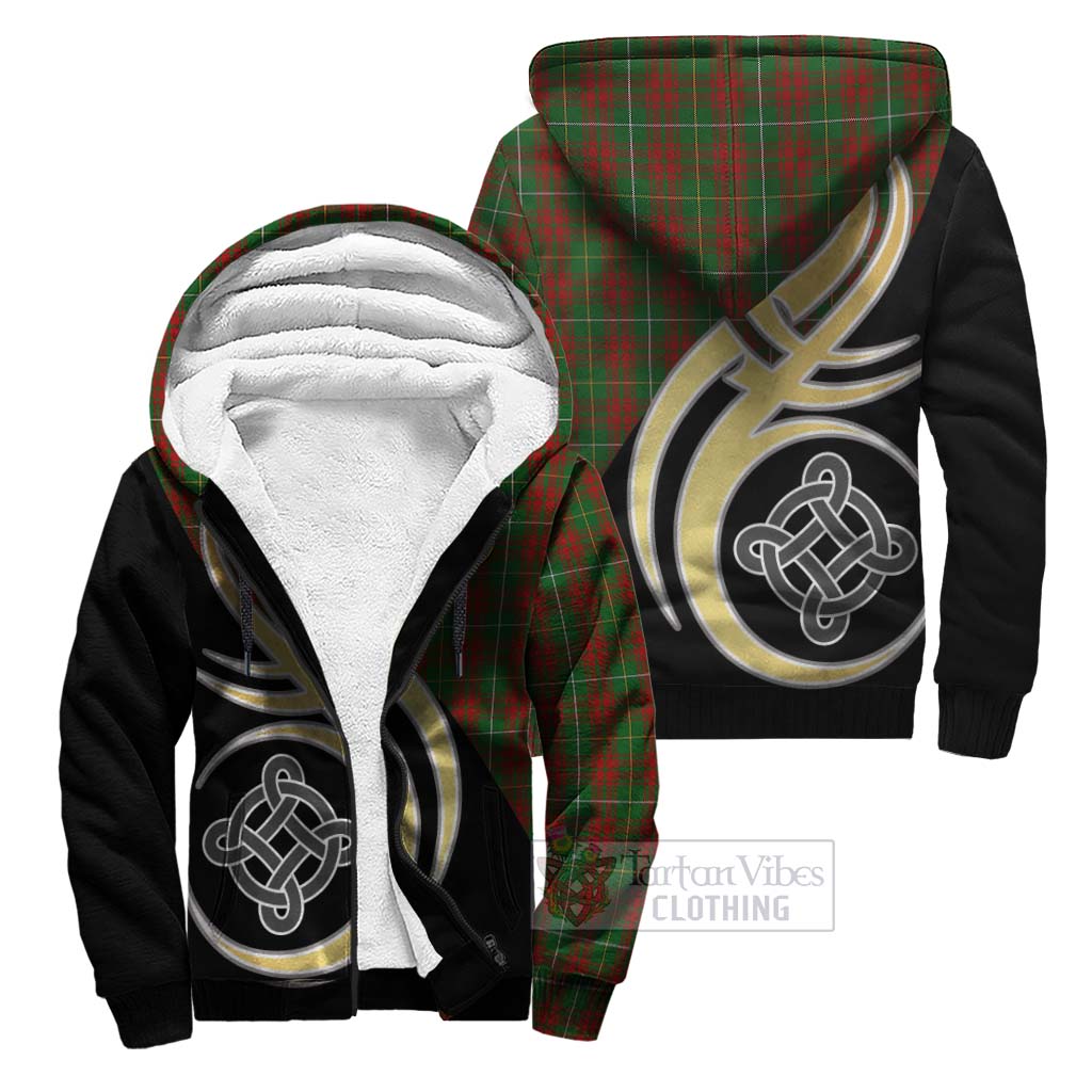 Bruce Hunting Tartan Sherpa Hoodie with Family Crest and Celtic Symbol Style Unisex S - Tartan Vibes Clothing