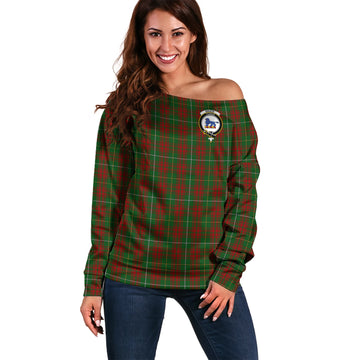 Bruce Hunting Tartan Off Shoulder Women Sweater with Family Crest