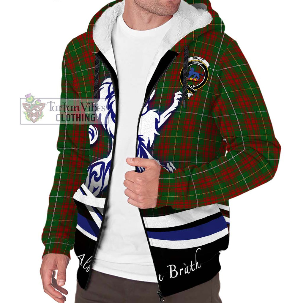 Bruce Hunting Tartan Sherpa Hoodie with Alba Gu Brath Regal Lion Emblem Unisex S - Tartanvibesclothing Shop