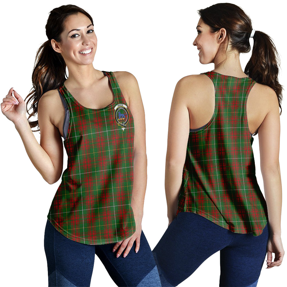 Bruce Hunting Tartan Women Racerback Tanks with Family Crest - Tartanvibesclothing