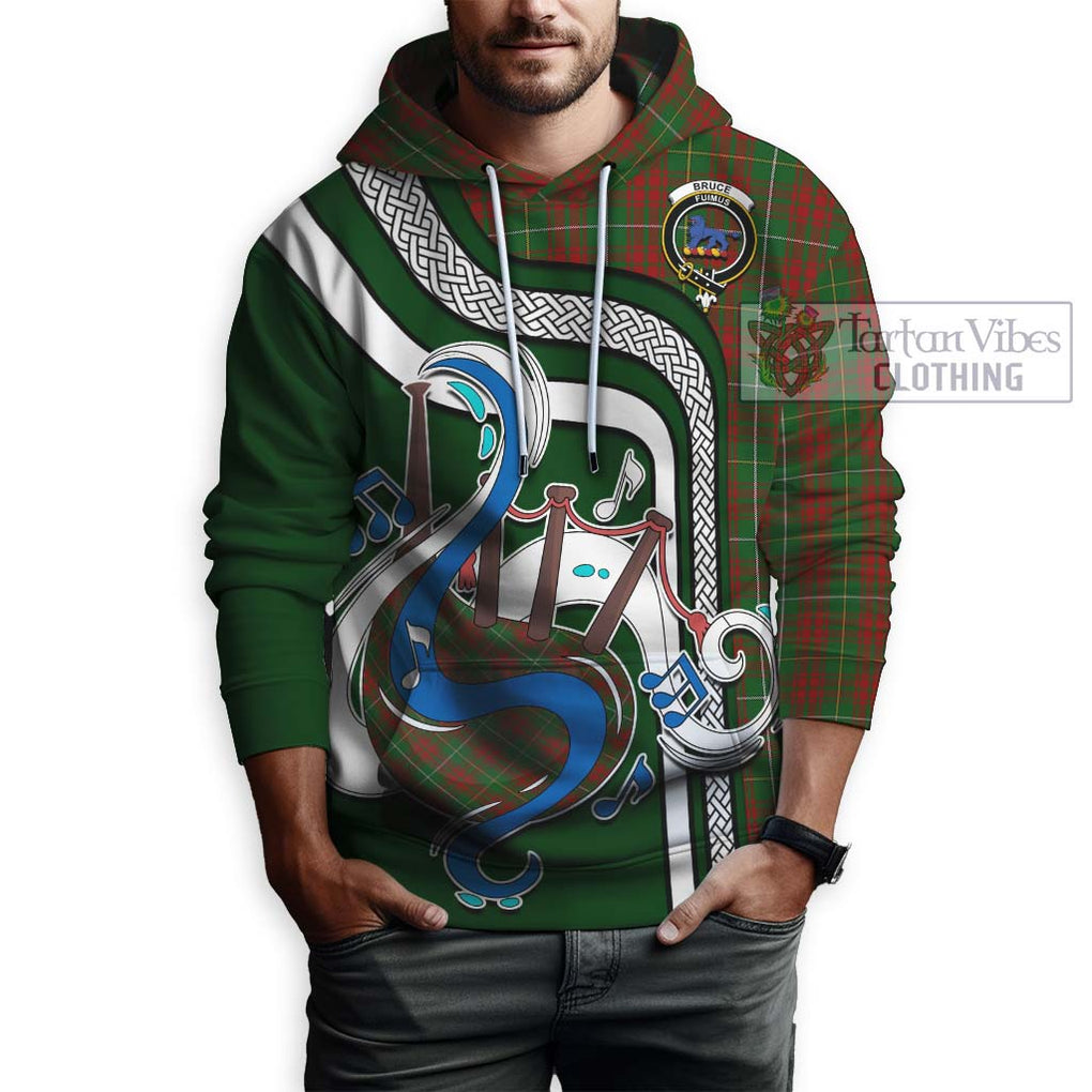 Bruce Hunting Tartan Hoodie with Epic Bagpipe Style Zip Hoodie - Tartanvibesclothing Shop