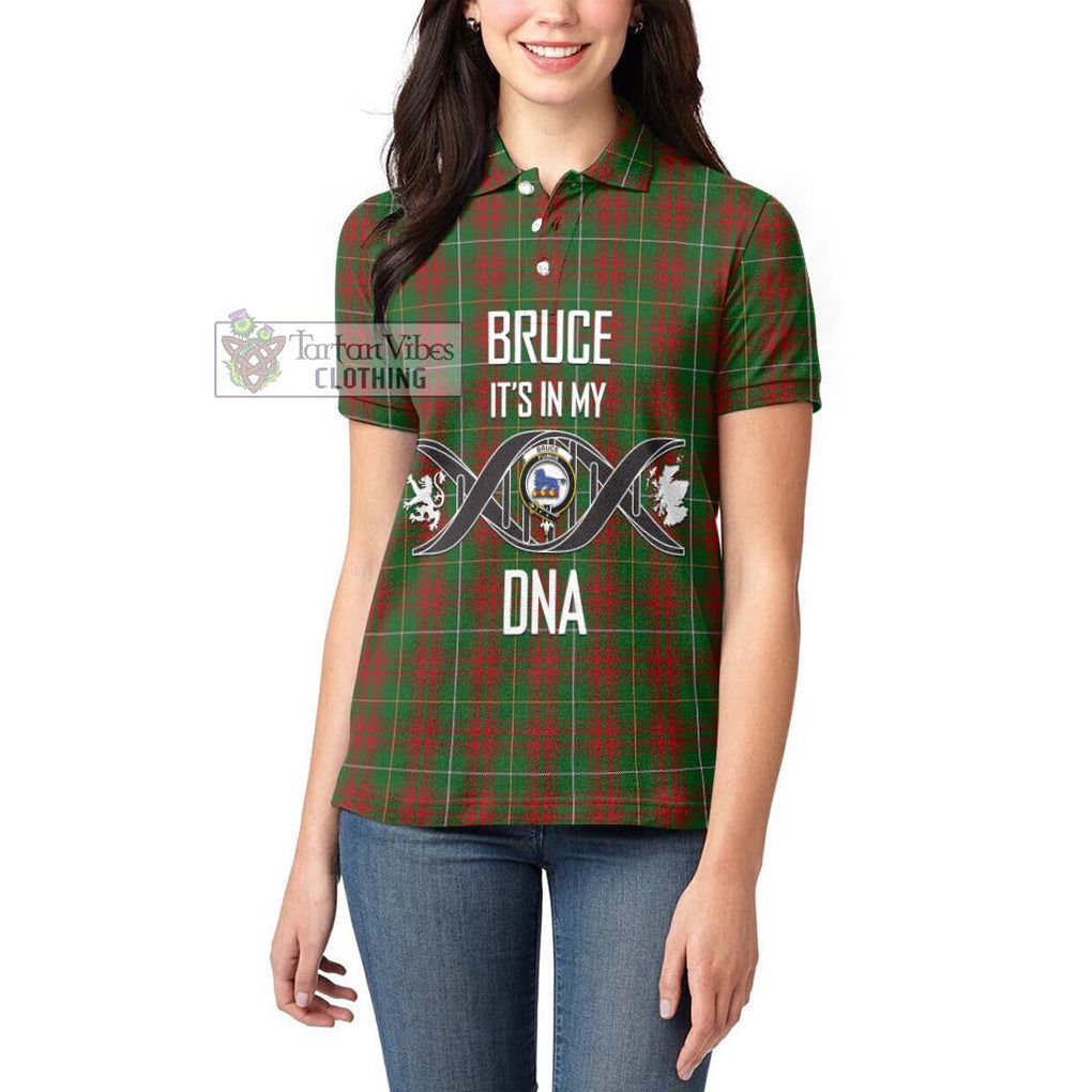 Bruce Hunting Tartan Women's Polo Shirt with Family Crest DNA In Me Style Women - Tartanvibesclothing Shop