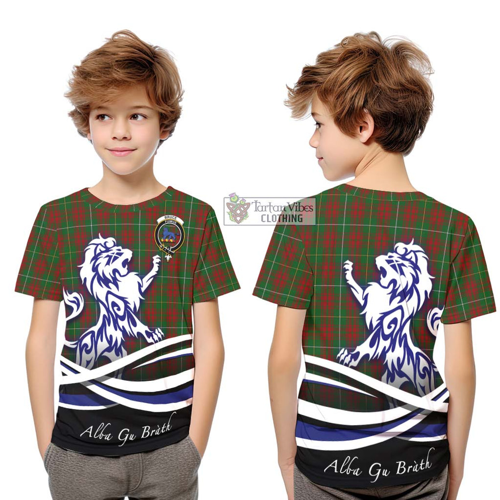 Bruce Hunting Tartan Kid T-Shirt with Alba Gu Brath Regal Lion Emblem Youth XL Size14 - Tartanvibesclothing Shop