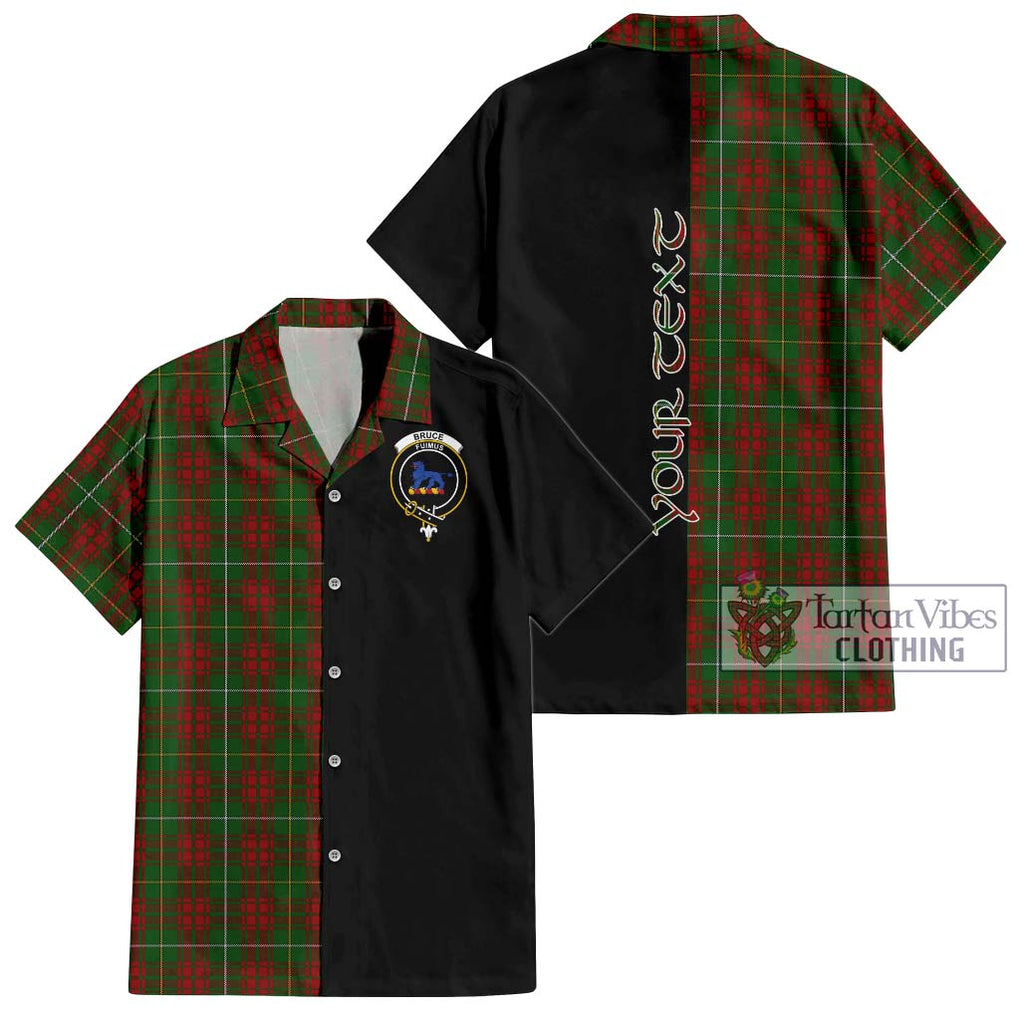 Bruce Hunting Tartan Short Sleeve Button Shirt with Family Crest and Half Of Me Style Kid - Tartanvibesclothing Shop