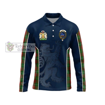 Bruce Hunting Tartan Long Sleeve Polo Shirt with Family Crest and Lion Rampant Vibes Sport Style