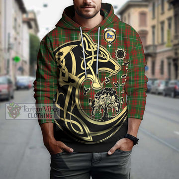 Bruce Hunting Tartan Hoodie with Family Crest Celtic Wolf Style