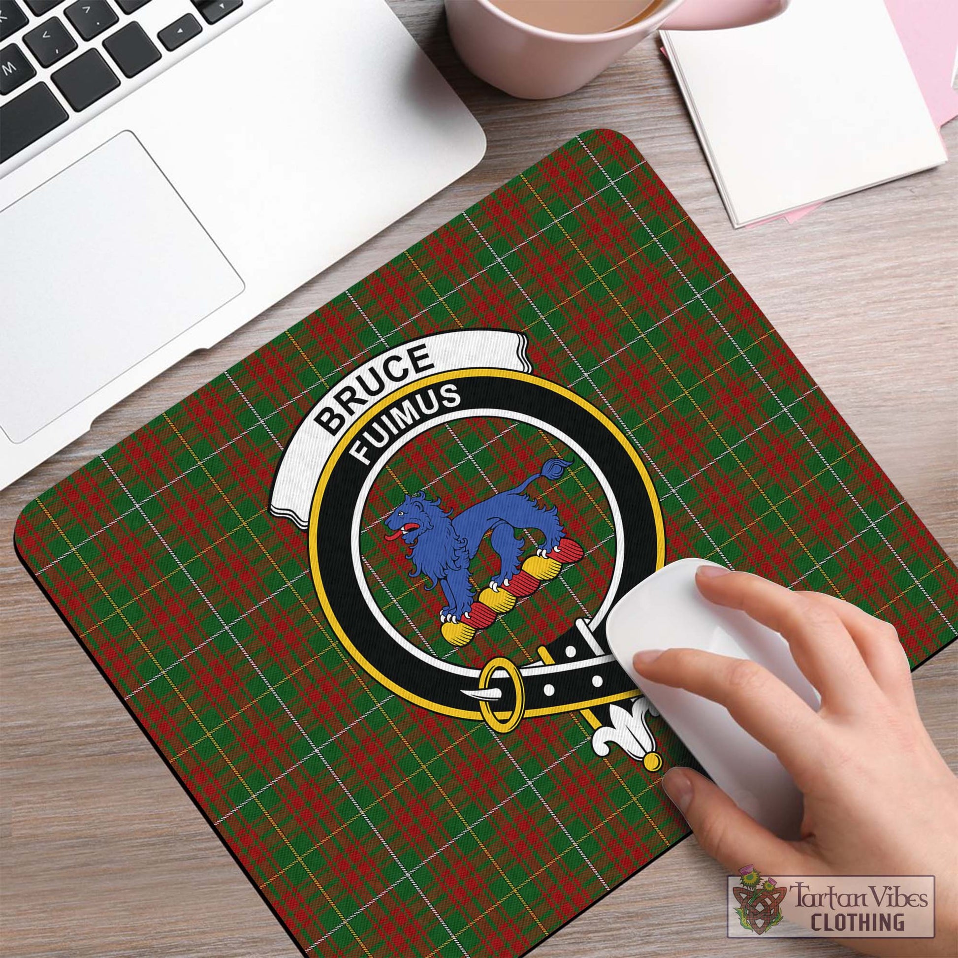 Tartan Vibes Clothing Bruce Hunting Tartan Mouse Pad with Family Crest