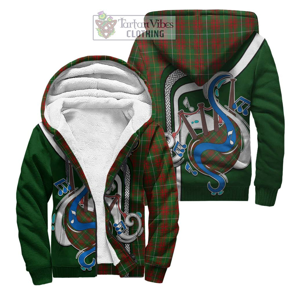 Bruce Hunting Tartan Sherpa Hoodie with Epic Bagpipe Style Unisex S - Tartanvibesclothing Shop