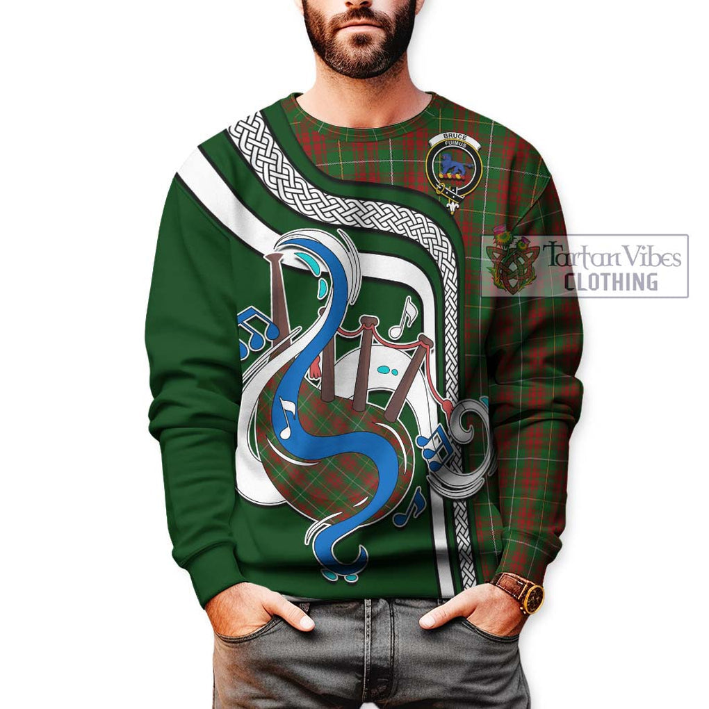 Bruce Hunting Tartan Sweatshirt with Epic Bagpipe Style Unisex - Tartanvibesclothing Shop