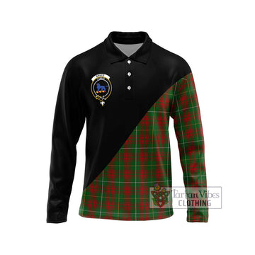 Bruce Hunting Tartan Long Sleeve Polo Shirt with Family Crest and Military Logo Style