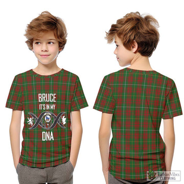 Bruce Hunting Tartan Kid T-Shirt with Family Crest DNA In Me Style