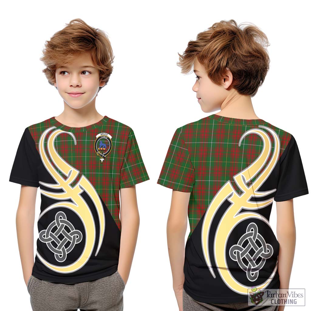 Bruce Hunting Tartan Kid T-Shirt with Family Crest and Celtic Symbol Style Youth XL Size14 - Tartan Vibes Clothing