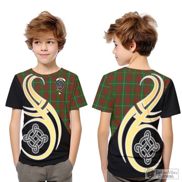 Bruce Hunting Tartan Kid T-Shirt with Family Crest and Celtic Symbol Style