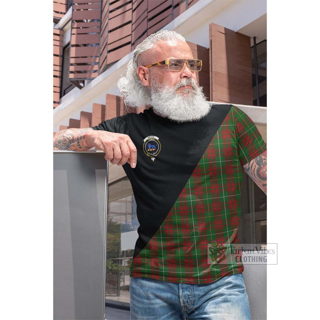 Tartan Vibes Clothing Bruce Hunting Tartan Cotton T-shirt with Family Crest and Military Logo Style