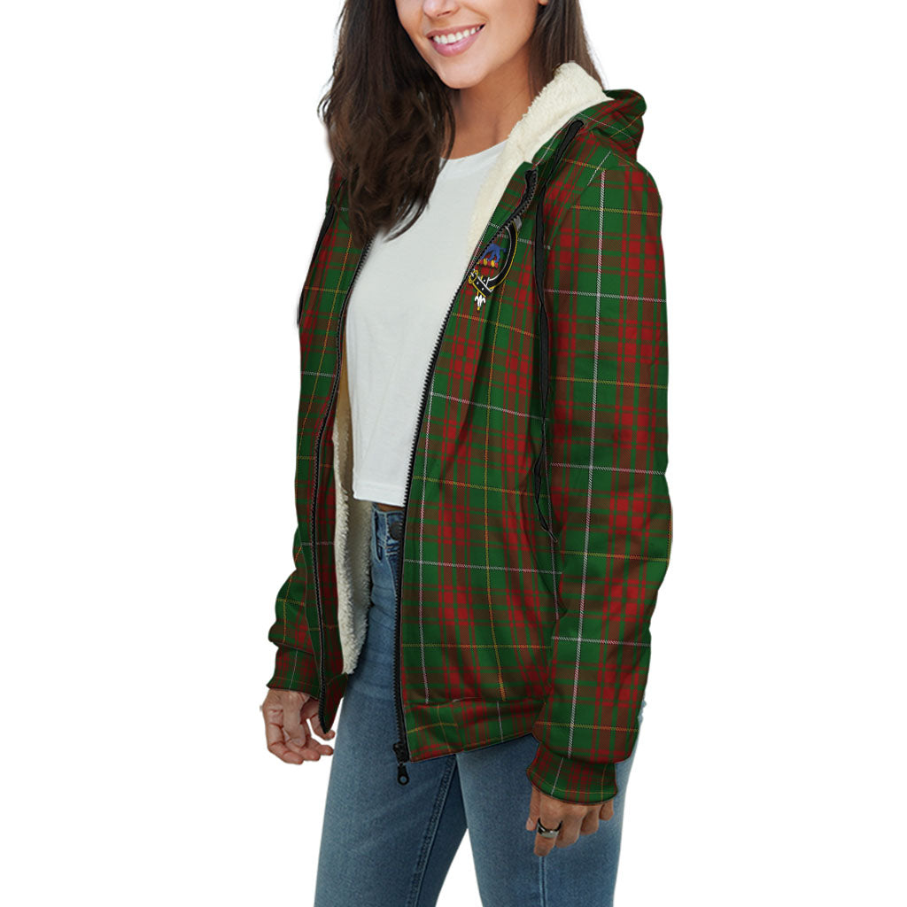 Bruce Hunting Tartan Sherpa Hoodie with Family Crest Unisex - Tartanvibesclothing