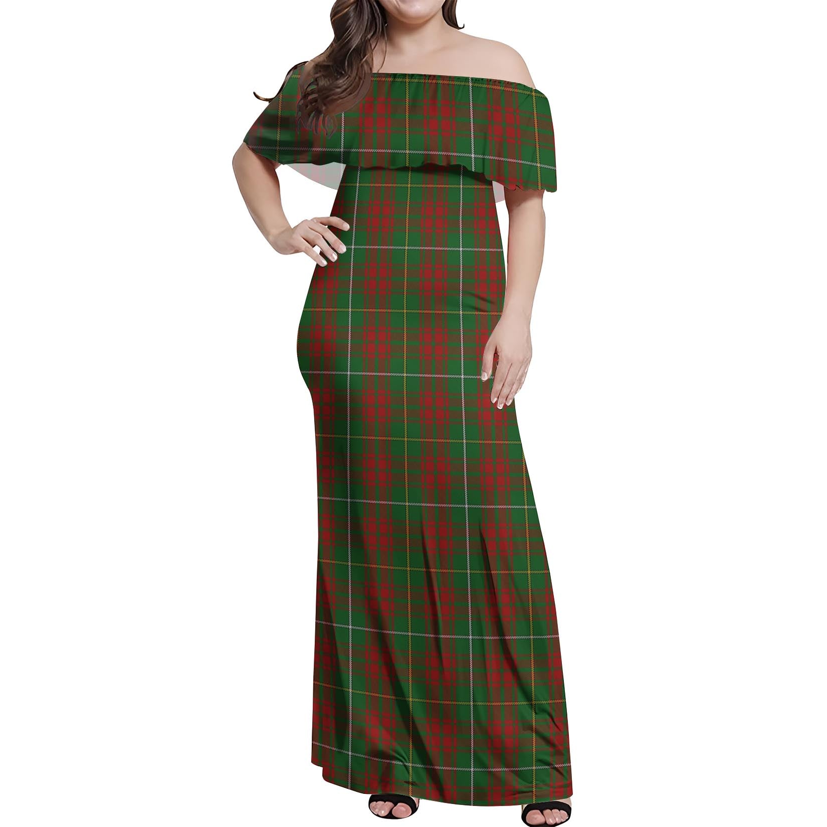 Bruce Hunting Tartan Off Shoulder Long Dress Women's Dress - Tartanvibesclothing