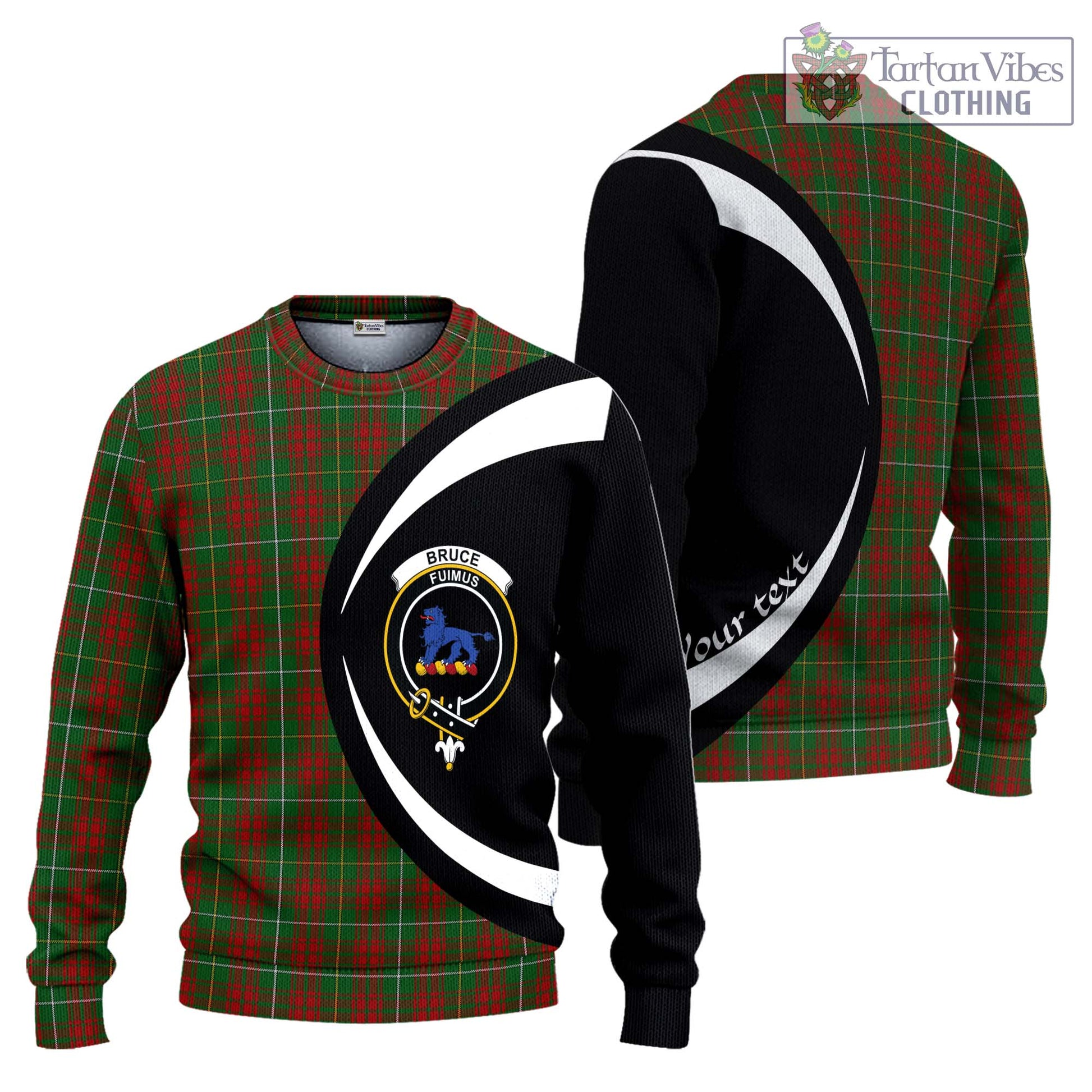 Bruce Hunting Tartan Ugly Sweater with Family Crest Circle Style Unisex - Tartan Vibes Clothing