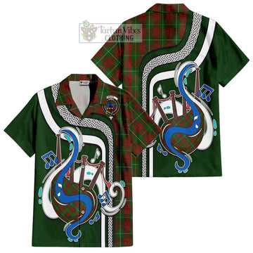 Bruce Hunting Tartan Short Sleeve Button Shirt with Epic Bagpipe Style