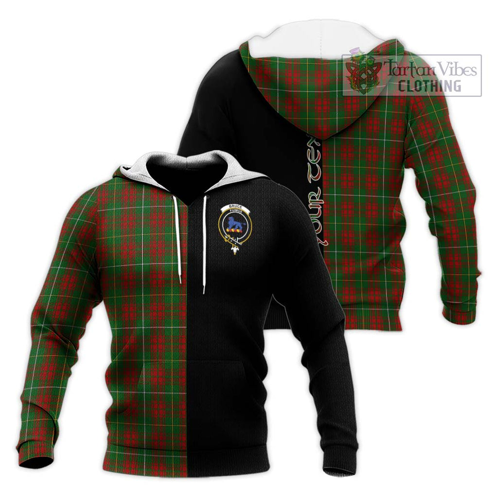 Bruce Hunting Tartan Knitted Hoodie with Family Crest and Half Of Me Style Unisex Knitted Pullover Hoodie - Tartanvibesclothing Shop