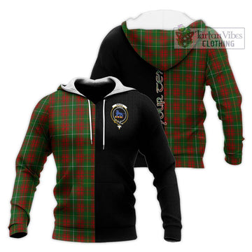 Bruce Hunting Tartan Knitted Hoodie with Family Crest and Half Of Me Style