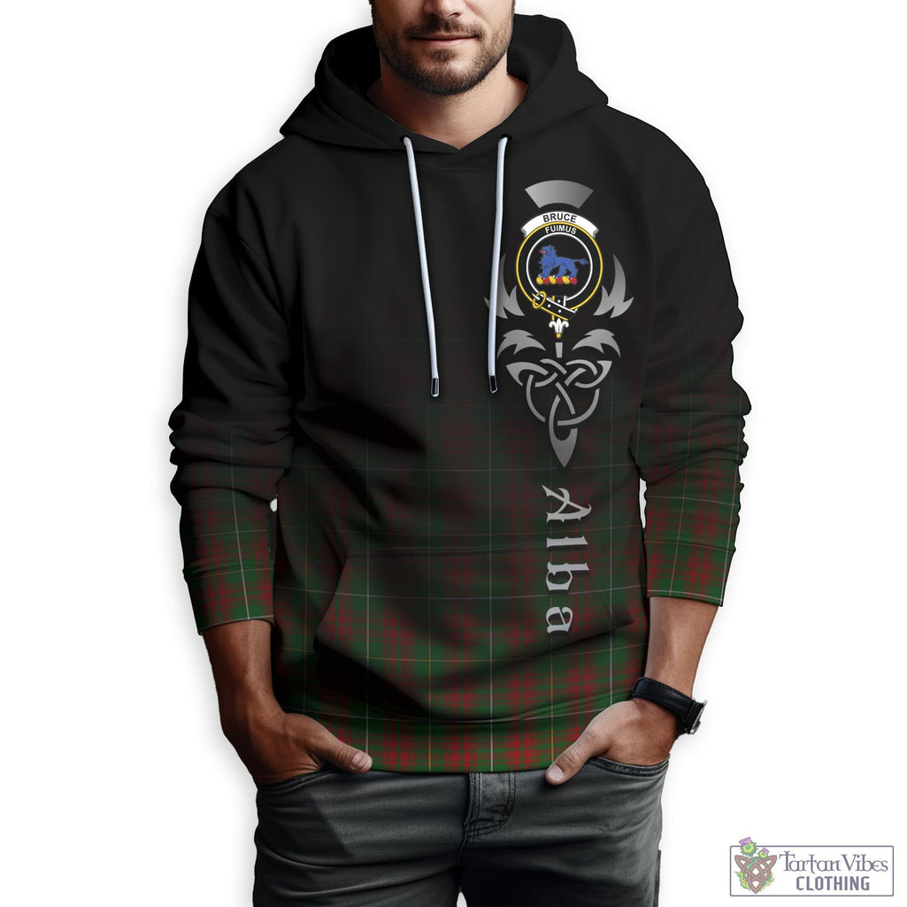 Tartan Vibes Clothing Bruce Hunting Tartan Hoodie Featuring Alba Gu Brath Family Crest Celtic Inspired