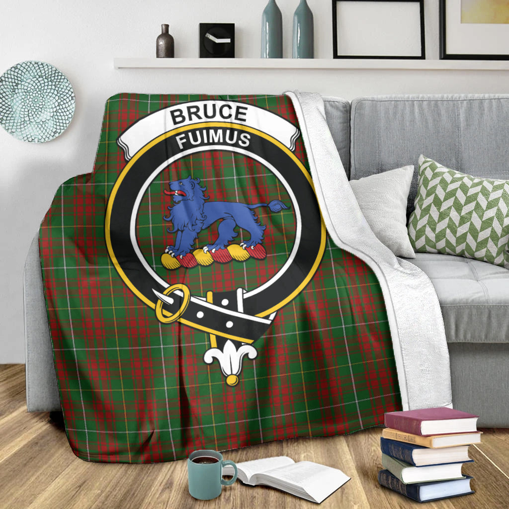 Bruce Hunting Tartan Blanket with Family Crest X-Large 59 x 79 inches 150 x 200 cm - Tartan Vibes Clothing