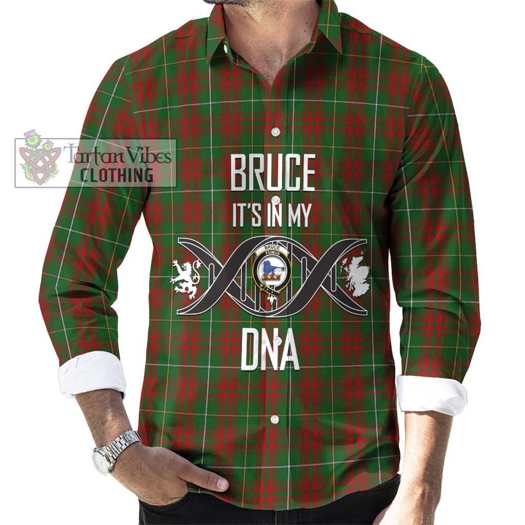 Bruce Hunting Tartan Long Sleeve Button Shirt with Family Crest DNA In Me Style Men's Shirt S - Tartanvibesclothing Shop