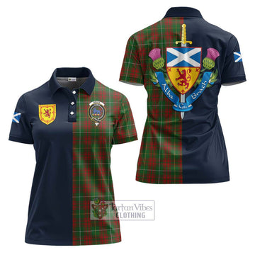 Bruce Hunting Tartan Women's Polo Shirt Alba with Scottish Lion Royal Arm Half Style