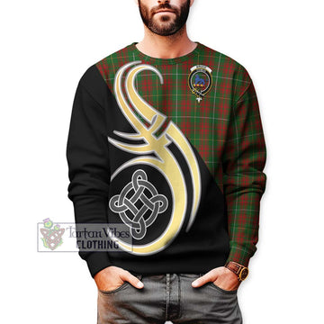 Bruce Hunting Tartan Sweatshirt with Family Crest and Celtic Symbol Style