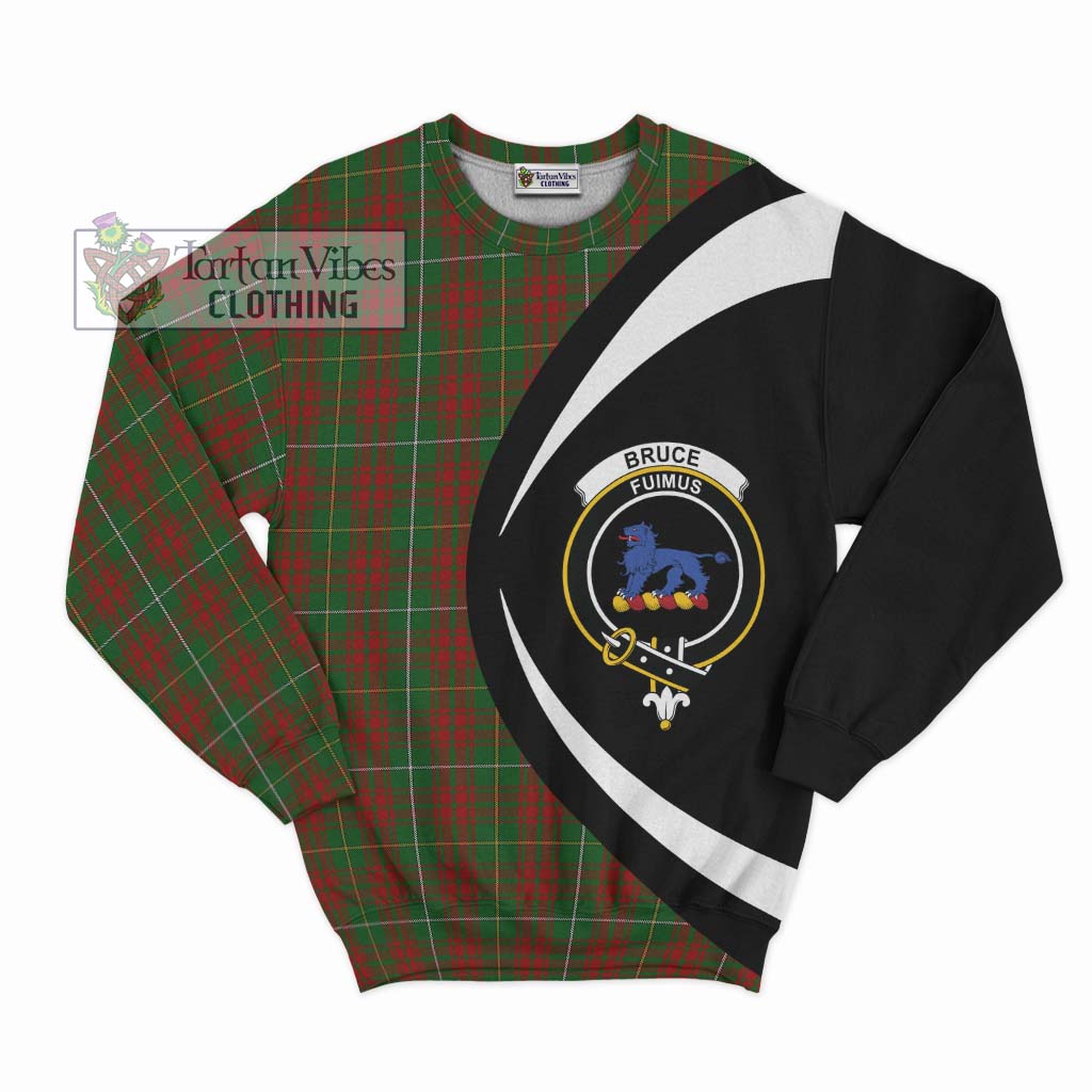 Bruce Hunting Tartan Sweatshirt with Family Crest Circle Style Unisex - Tartan Vibes Clothing