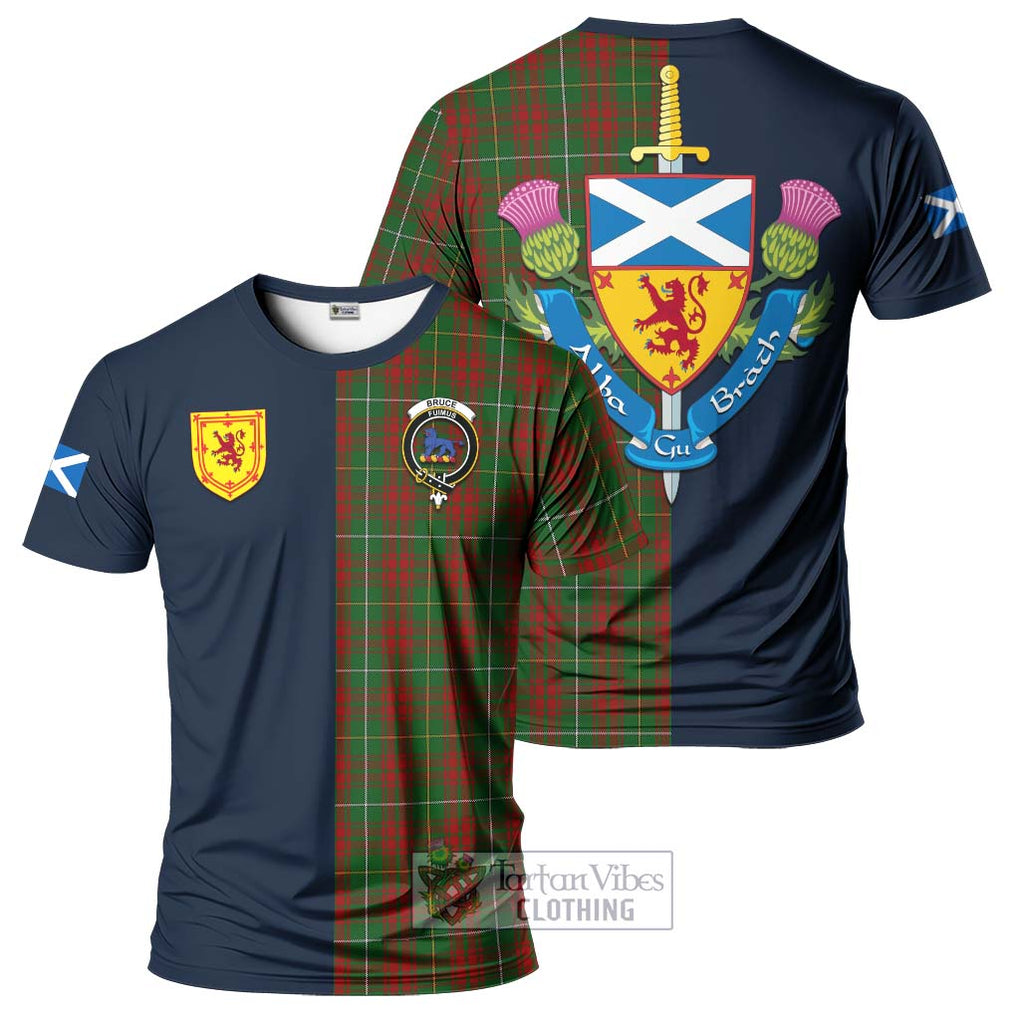 Tartan Vibes Clothing Bruce Hunting Tartan T-Shirt Alba with Scottish Lion Royal Arm Half Style