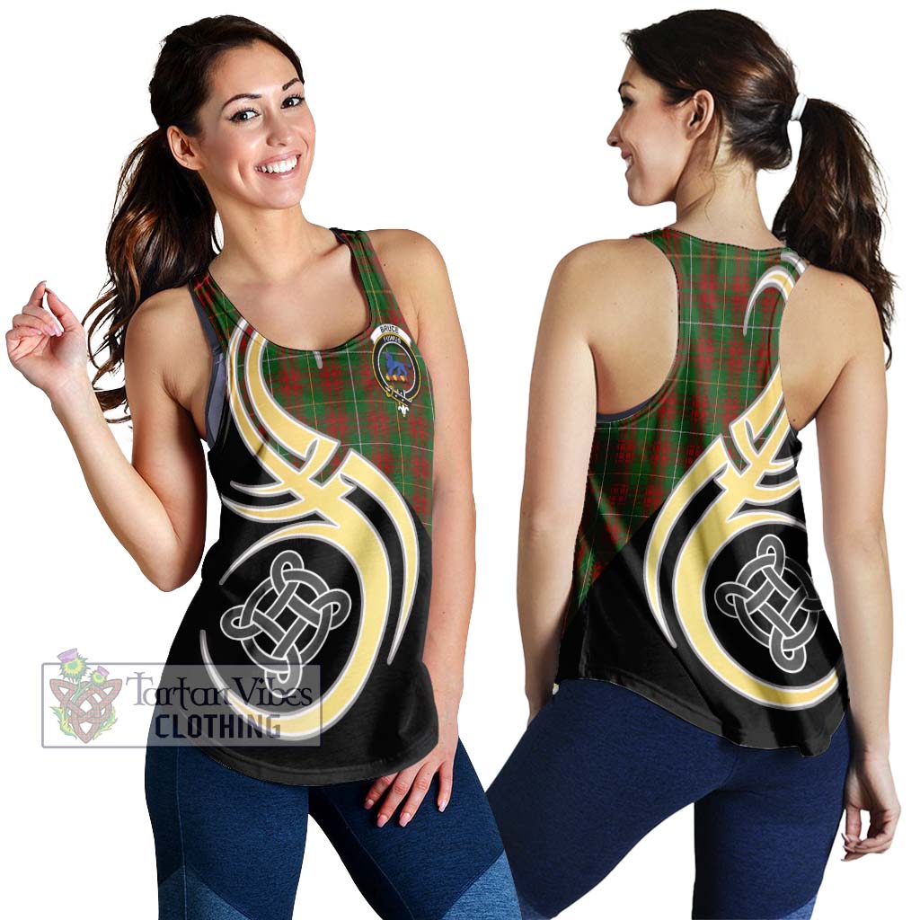 Bruce Hunting Tartan Women's Racerback Tanks with Family Crest and Celtic Symbol Style 4XL - Tartan Vibes Clothing