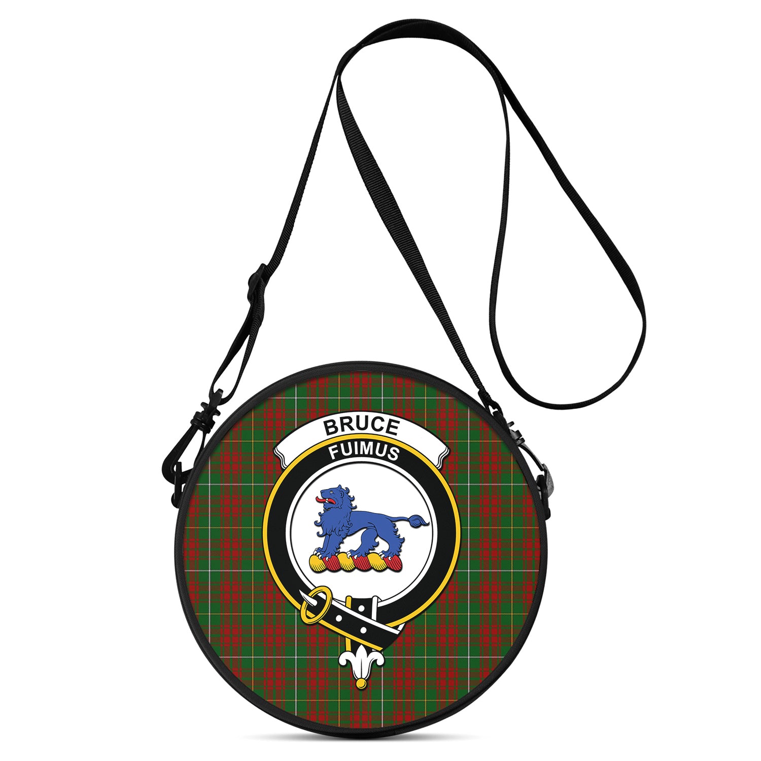 Bruce Hunting Tartan Round Satchel Bags with Family Crest One Size 9*9*2.7 inch - Tartanvibesclothing