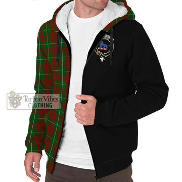 Bruce Hunting Tartan Sherpa Hoodie with Family Crest and Half Of Me Style